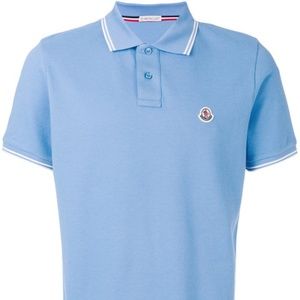 MONCLER BLUE MEN CASUAL POLO SHIRT